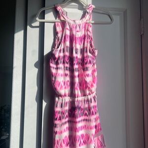 Trendy Pink and Black Dress with V neck